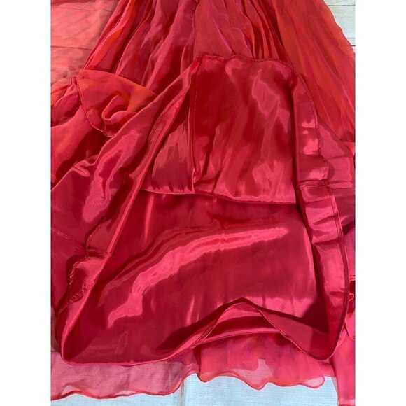 Teri Jon By Ricki Freeman Women's Red Silk Cocktail Dress - 8 - Picture 13 of 16